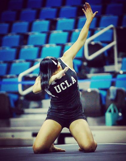 Sophina DeJesus dabbed and hit the Quan during her floor routine at UCLA