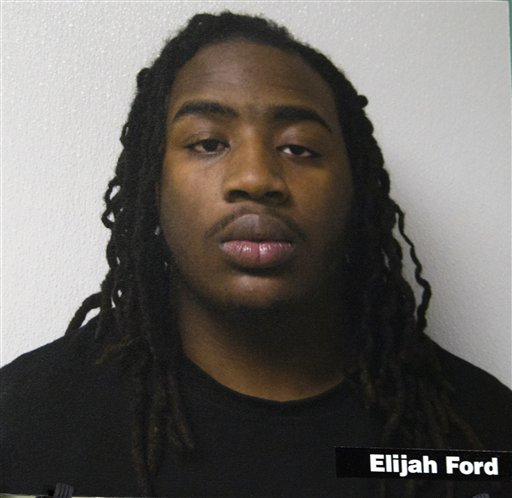This image provided by Prince George's County police shows Elijah Ford one of the three suspects involve in the shooting of Prince George's County police officer Jacai Colson. Colson was declared dead later in a hospital. The gunman, Michael Ford, 22, was expected to survive, along with his brothers Malik, 21, and Elijah, 18. All three have been arrested and will face dozens of charges between them according to police. (Prince George's County Police via AP)