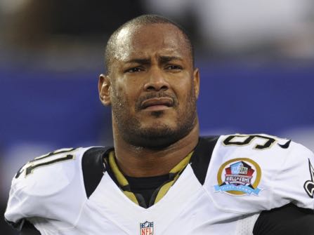 FILE - In this Dec. 9, 2012, file photo, New Orleans Saints defensive end Will Smith appears before an NFL football game against the New York Giants in East Rutherford, N.J. Smith was fatally shot after a traffic accident in New Orleans. (AP Photo/Bill Kostroun, File)