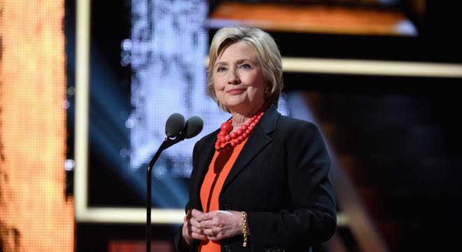 "NEWARK, NEW JERSEY - APRIL 01: Secretary of State Hillary Clinton speaks onstage during Black Girls Rock! 2016 on April 1, 2016 in Newark City. (Photo by Nicholas Hunt/BET/Getty Images for BET)"