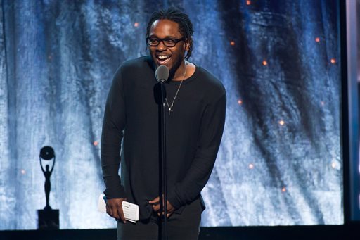 Kendrick Lamar speaks at the 31st Annual Rock and Roll Hall of Fame Induction Ceremony at the Barclays Center on Friday, April 8, 2016, in New York. (Photo by Charles Sykes/Invision/AP)