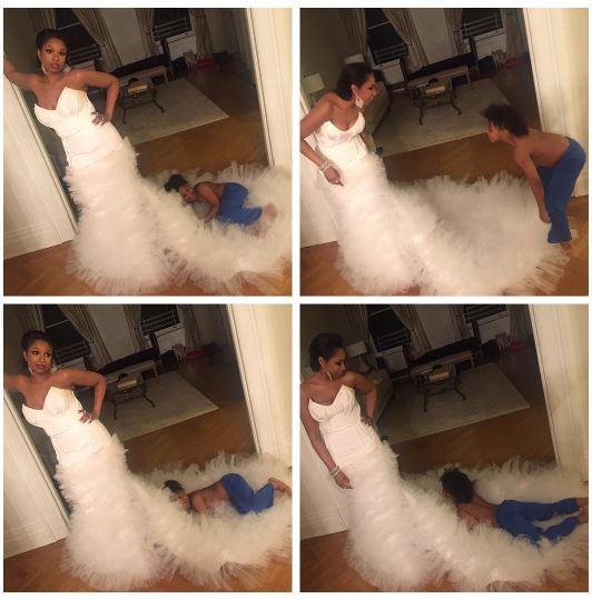 Jennifer Hudson had a cute mommy-son moment before the red carpet