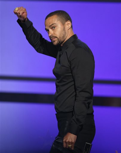 Jesse Williams accepts the humanitarian award at the BET Awards at the Microsoft Theater on Sunday, June 26, 2016, in Los Angeles. (Photo by Matt Sayles/Invision/AP)