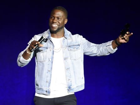 FILE - In this April 13, 2016 file photo, Kevin Hart, star of the upcoming film "What Now?," addresses the audience during the Universal Pictures presentation at CinemaCon 2016 in Las Vegas. Hart has signed a deal with Motown Records to release an album under his rapper alter-ego, Chocolate Droppa, this fall. (Photo by Chris Pizzello/Invision/AP, File)