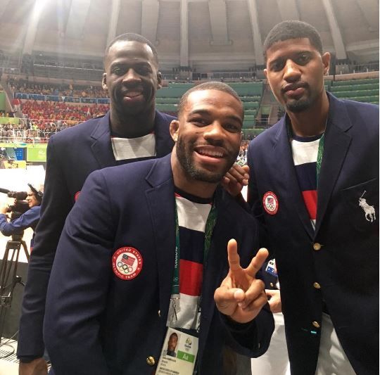 Wrestler Jordan Burroughs and NBA’s Draymond Green and Paul George