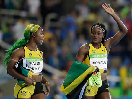 Shelly-Ann Fraser Price and Elaine Thompson
