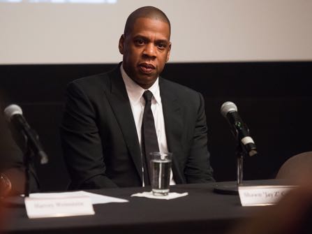 Shawn "Jay Z" Carter announces the Weinstein Television and Spike TV release of "TIME: The Kalief Browder Story" during a press conference at The Roxy Hotel Cinema on Thursday, Oct. 6, 2016, in New York. (Photo by Charles Sykes/Invision/AP)