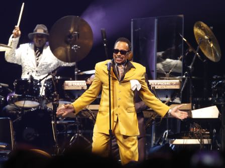 Morris Day performs during a tribute concert honoring the late musician Prince at Xcel Arena, Thursday, Oct. 13, 2016, in St. Paul, Minn. Prince died in April of accidental overdose. (AP Photo/Jim Mone)