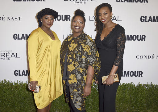 Alicia Garza, from left, Patrisse Cullors and Opal Tometi, co-founders of the Black Lives Matter movement, arrive at the Glamour Women of the Year Awards at NeueHouse Hollywood on Monday, Nov. 14, 2016, in Los Angeles. (Photo by Jordan Strauss/Invision/AP)