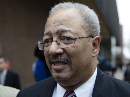 Former Rep. Chaka Fattah, D-Pa., walks from the federal courthouse after his sentencing hearing in Philadelphia, Monday, Dec. 12, 2016. Fattah was sentenced Monday to 10 years in prison for misspending government grants and charity money to fund his campaign and personal expenses. (AP Photo/Matt Rourke)