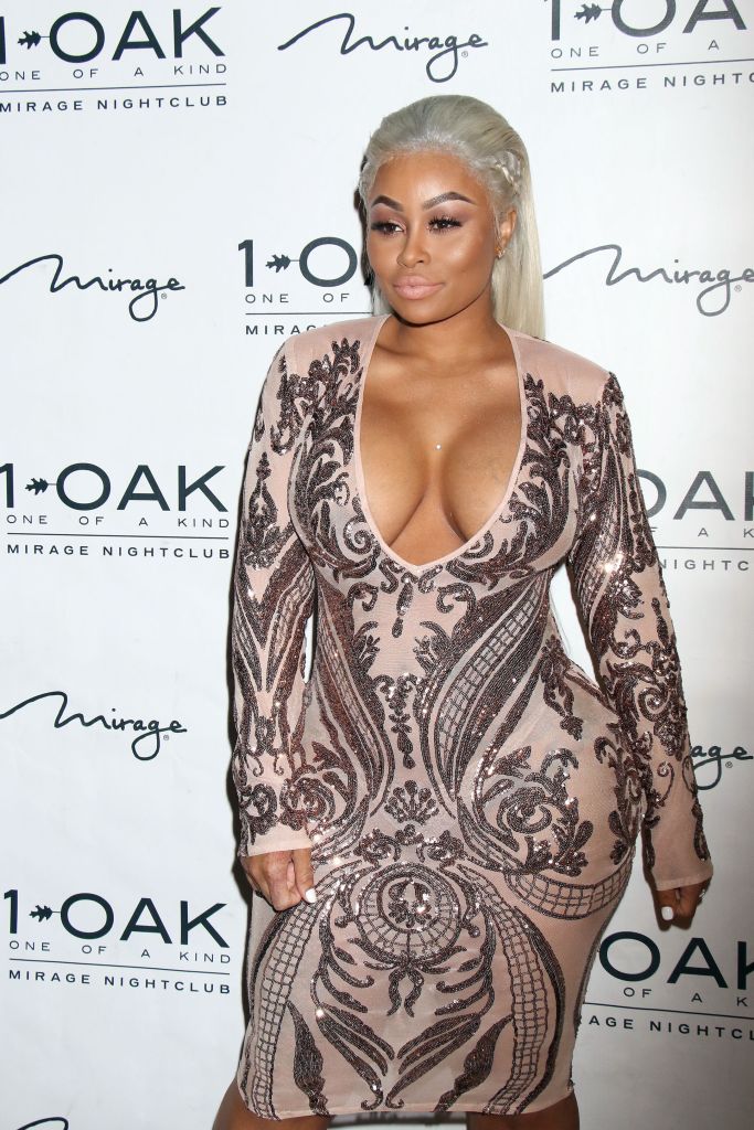 01/07/2017 - Blac Chyna - Blac Chyna Special Guest Hosts at 1Oak Nightclub in Las Vegas on January 7, 2017 - 1Oak Nightclub at Mirage Hotel & Casino - Las Vegas, NV, USA - Keywords: 3/4 Length Shot, Vertical, Nude Sheer Partially See Through Dress with Sequins, Diamond Stud Earrings, Jewelry, Long Silver Wig, Hair, Braids, Braided, Angela Renee White, American model and entrepreneur, "video vixen", "Keeping Up with the Kardashians", Reality Television, Reality TV, Person, Woman, New Mother, People, Celebrity, Celebrities, Arts Culture and Entertainment, Bestof, Topix, Nevada Orientation: Portrait Face Count: 1 - False - Photo Credit: PRN / PRPhotos.com - Contact (1-866-551-7827) - Portrait Face Count: 1