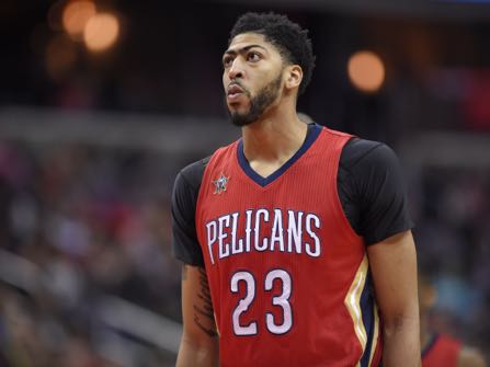 New Orleans Pelicans forward Anthony Davis (23) looks on during the first half of an NBA basketball game against the Washington Wizards, Saturday, Feb. 4, 2017, in Washington. (AP Photo/Nick Wass)