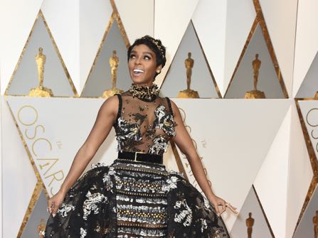 Janelle Monae arrives at the Oscars on Sunday, Feb. 26, 2017, at the Dolby Theatre in Los Angeles. (Photo by Jordan Strauss/Invision/AP)