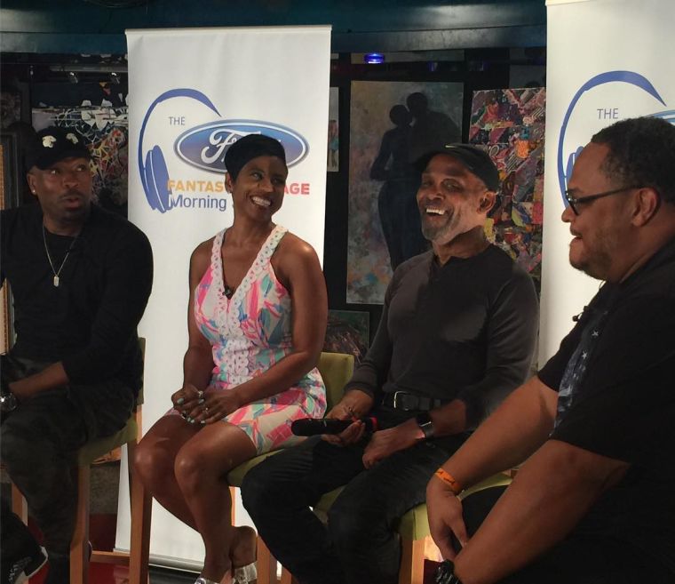 Jacque Reid and Frankie Beverly do a live TV morning show.