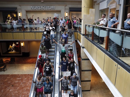 Protesters In A Mall