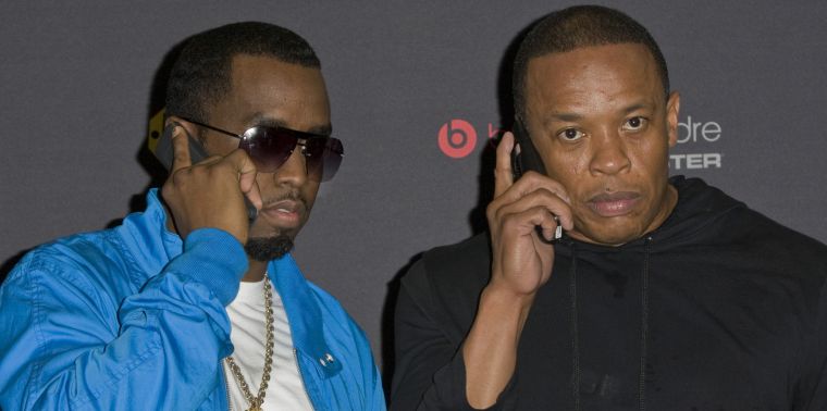 Diddy and Dr. Dre At The Launch Of Diddybeats Headphones At Best Buy