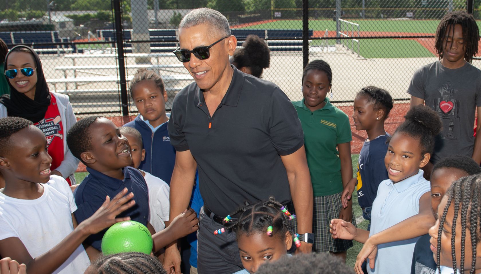 Barack Obama Visits The Washington Nationals Youth Baseball Academy