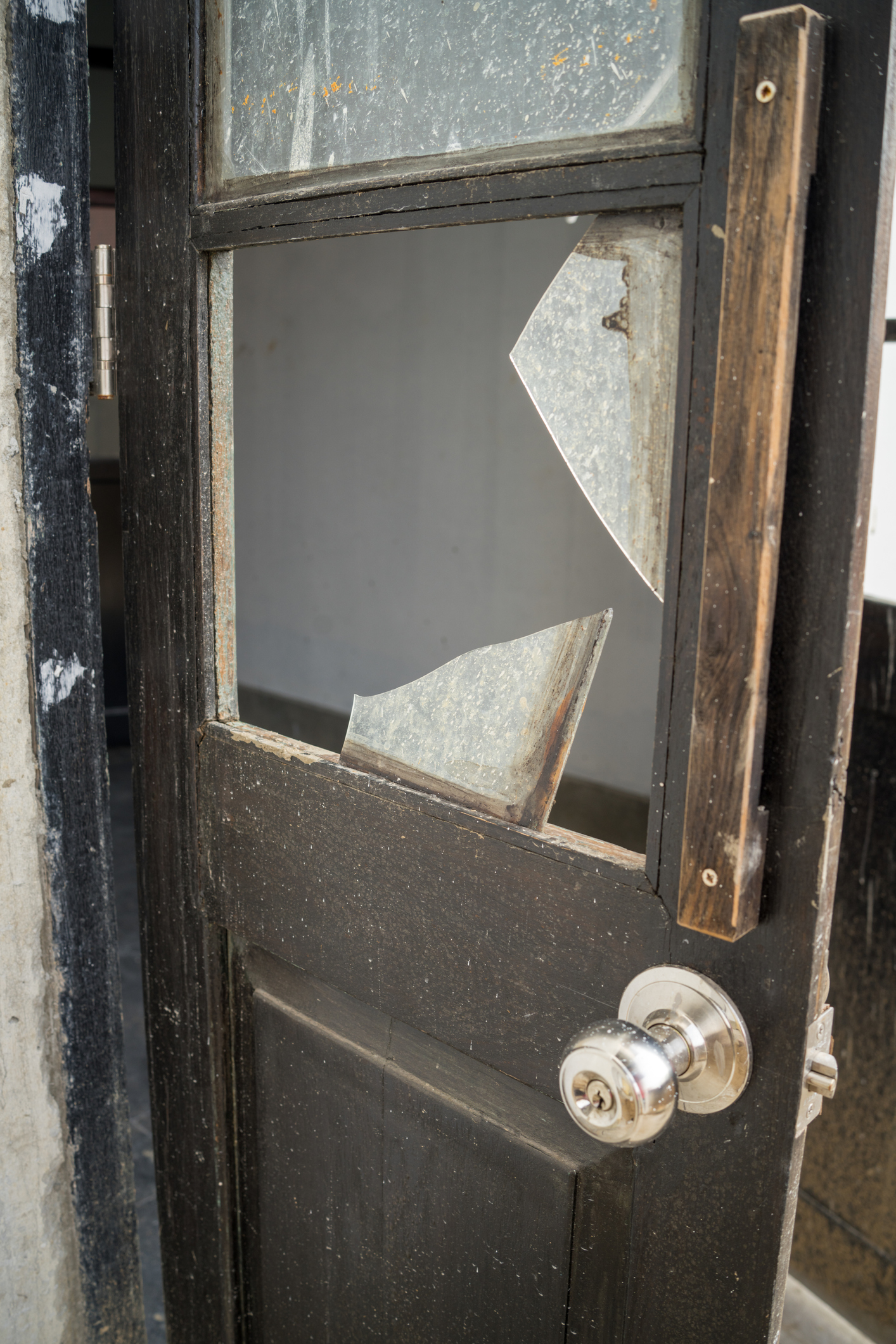 Broken windowpane vandal, Broken Glass Window on Door