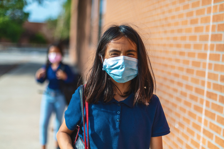 Pre Adolescent Female Students Outdoors at School Campus Education Photo Series