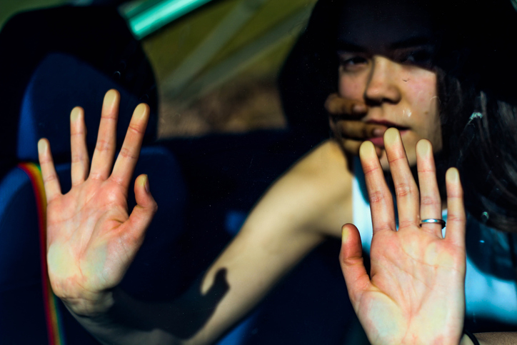 Close-Up Of Woman Getting Kidnapped