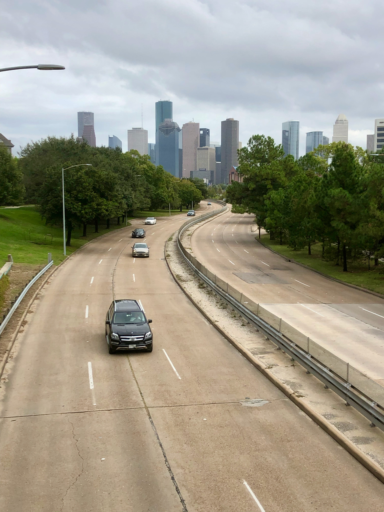 Houston city skyline and highway traffic