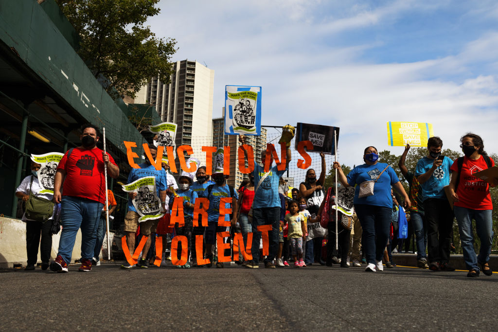 Demonstrators Attend Eviction Moratorium Extension Rally