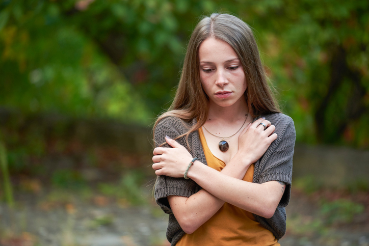a lonely young woman after parting with her lover