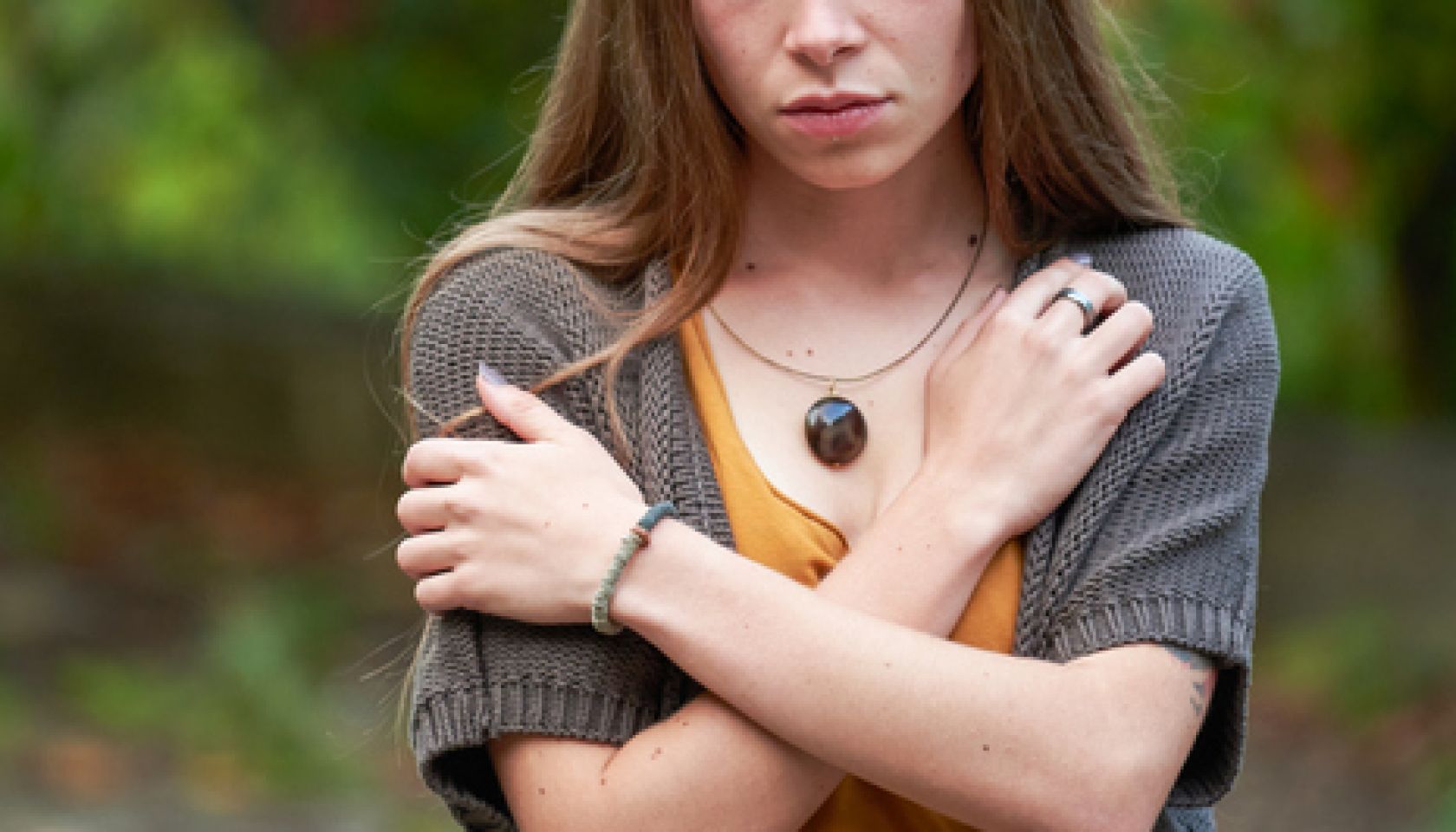 a lonely young woman after parting with her lover
