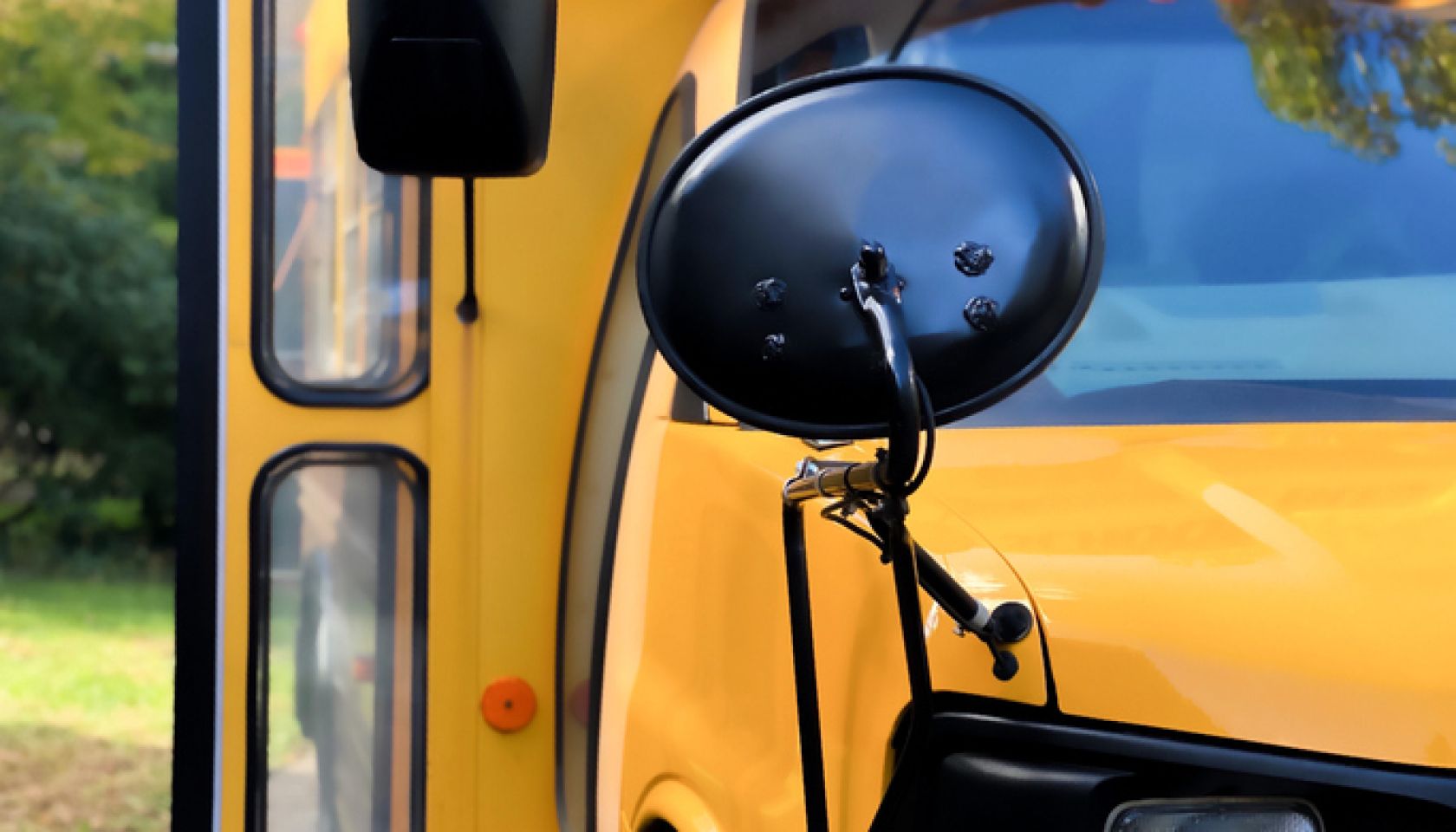 front view of traditional yellow school bus