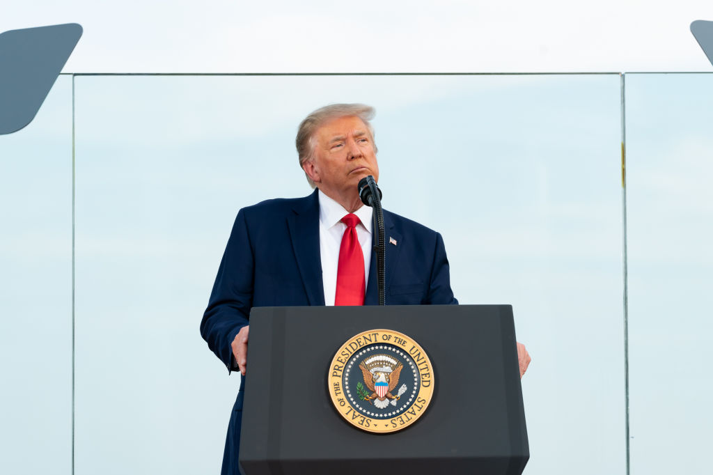President Donald J. Trump delivers remarks during the 2020 Salute to America event Saturday, July 4, 2020, on the South Lawn of the White House