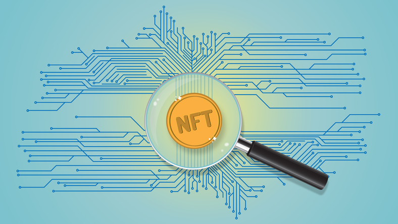 NFT Non Fungible Token with magnifying lens