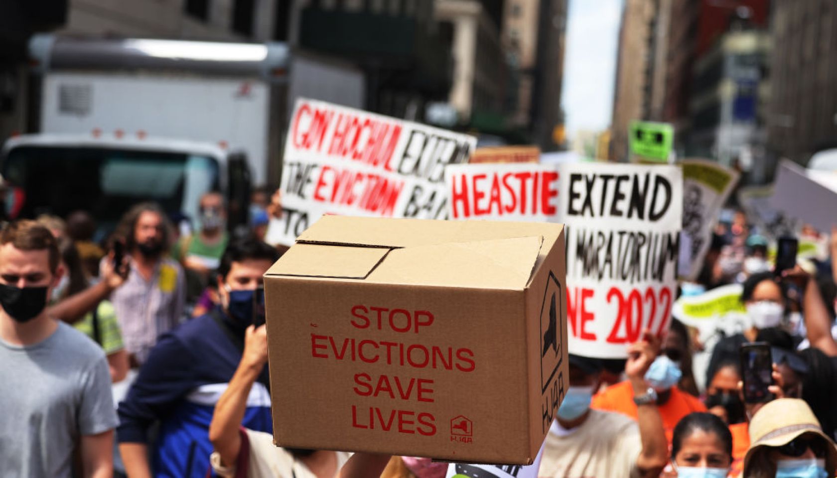 Housing Activists Hold March And Demonstration Calling On Gov. Hochul To End Eviction Ban