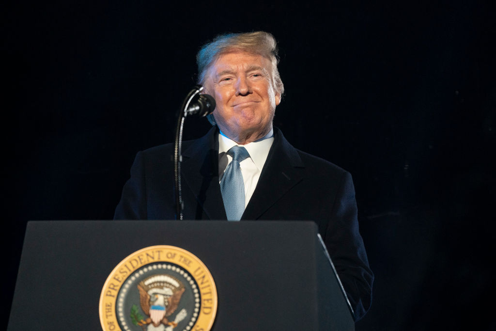 President Donald J. Trump delivers remarks at the National Christmas Tree Lighting 2019 ceremony Thursday, Dec. 5, 2019, on the Ellipse in Washington, D.C.
