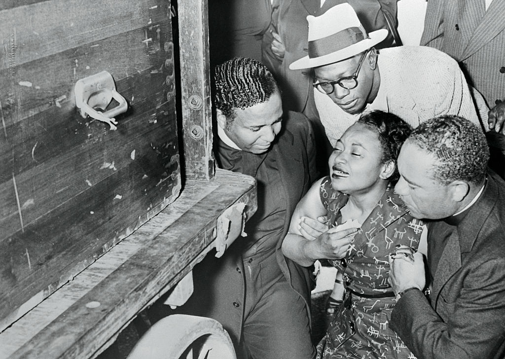 Mamie Bradley Weeping at Arrival of Slain Son