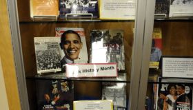 OBAMAHIGH12-- Photos of Barack Obama are in a display case for Black History Month in the hallway of Boulder High School. Boulder High School will keep its name after Student Worker, a student based activist organization at Boulder High School, stopped it