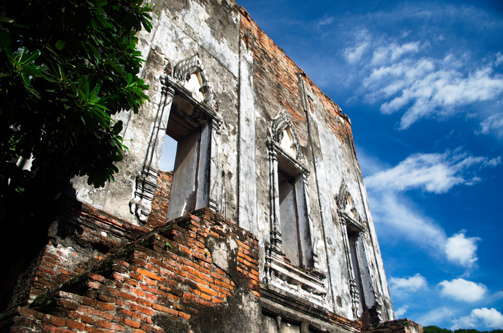 Low Angle View Of Abandoned Building Against Sky