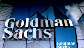 In this photo illustration a Goldman Sachs Group logo seen...