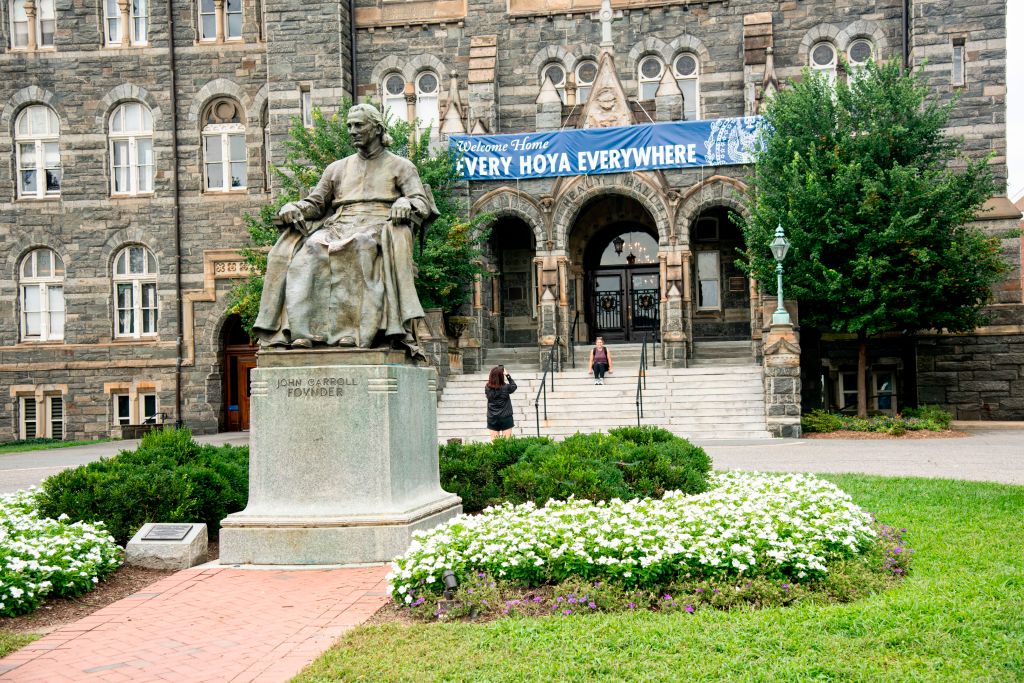 Statue of John Carroll, founder of the school, on the campus of Georgetown University, Washington, D.C.