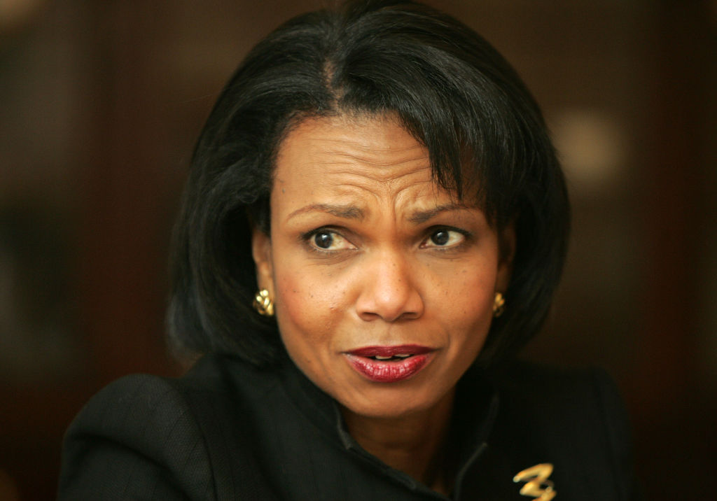 (5/21/06 Boston, MA ) Condoleezza Rice, United States Secretary of State speaks to reporters at a round table conversation at the Ritz Carlton in Boston, on the day before her scheduled commencement speech at Boston College, on Sunday, May, 20
