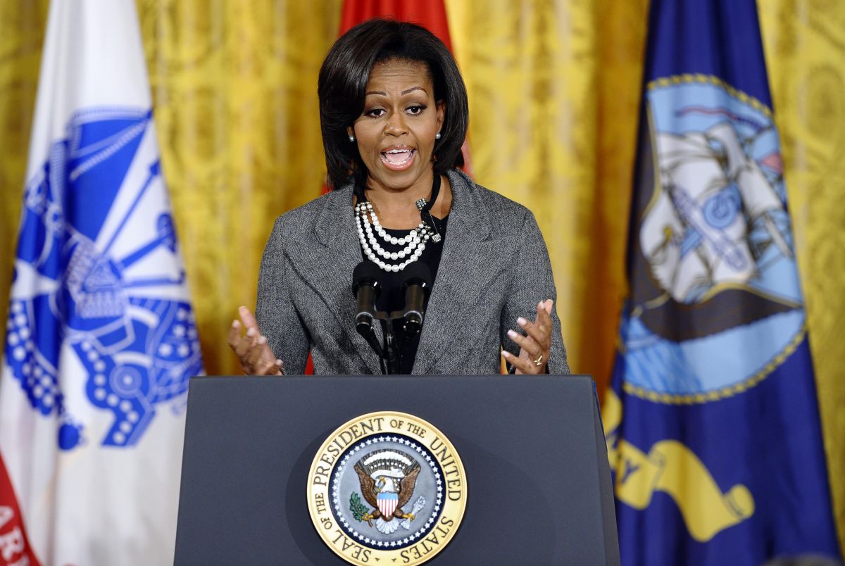US First Lady Michelle Obama speaks in t