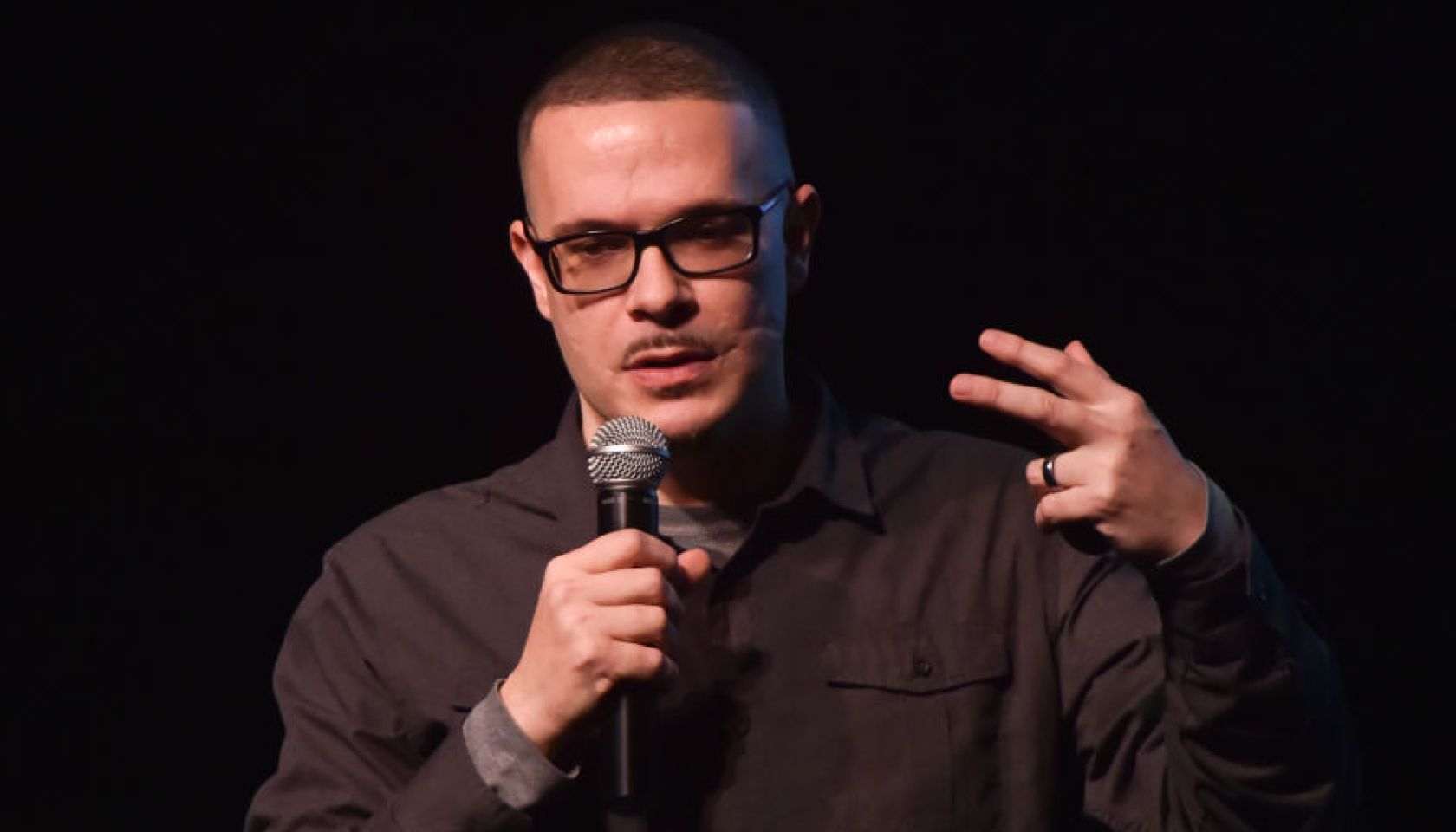 Shaun King, Senior Justice Writer for the New York Daily News, speaks at Penn State Berks as part of their Arts and Lecture Series Wednesday evening November 15, 2017. King is a prominent voice in the Black Lives Matter movement. Photo by Ben Hasty