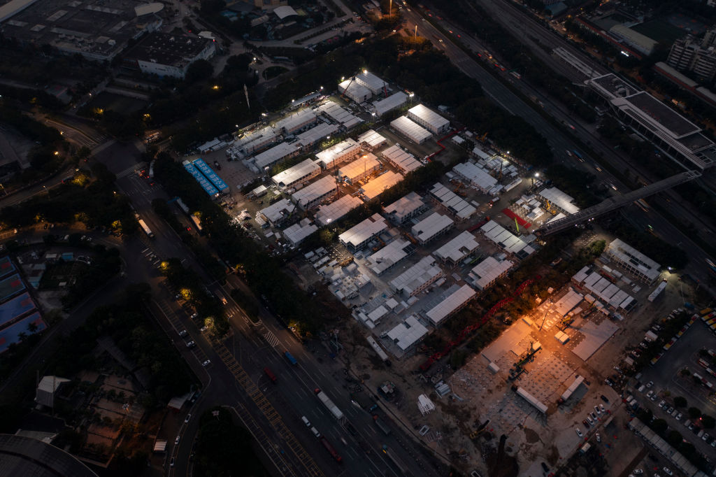 Makeshift Hospital For COVID-19 Patients Under Construction In Guangzhou