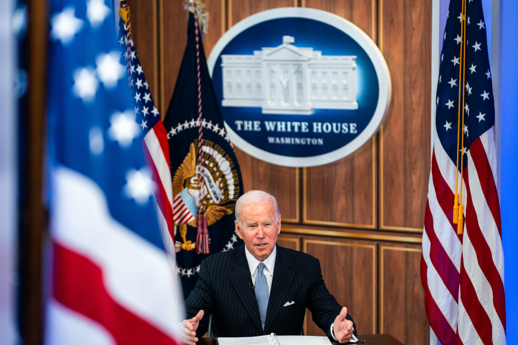 President Joe Biden meet with business and labor leaders