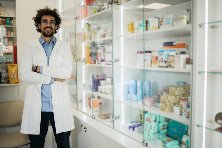 Portrait of a pharmacist at his workplace