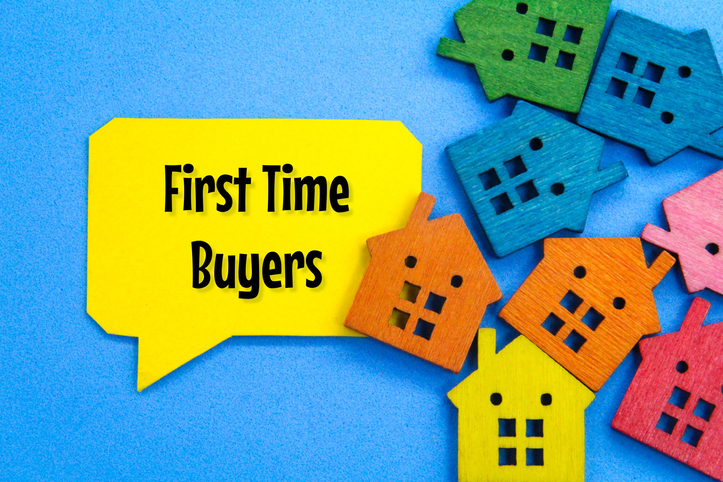 house forms and conversation boxes with the words first time buyers