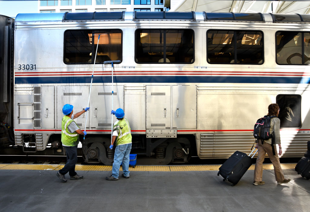 Amtrak train serviced in Denver, Colorado USA