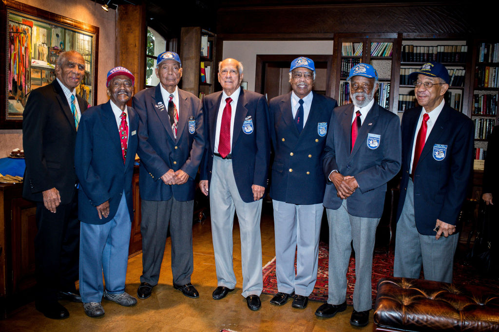Tuskegee Airmen attend the opening of Fly at the Pasadena Playhouse...