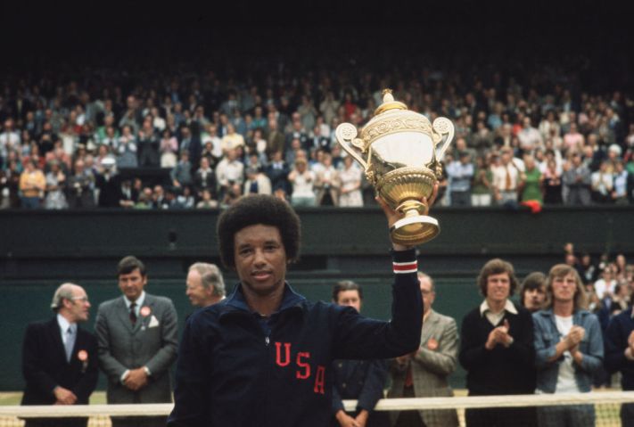 Arthur Ashe With Wimbledon Trophy