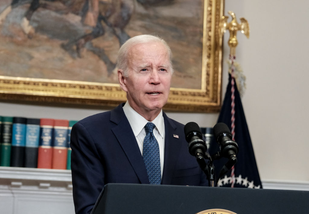 WASHINGTON, DC - MAY 28: US President Joe Biden speaks with rep