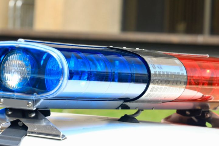 Light bar with flashing lights on a patrol car